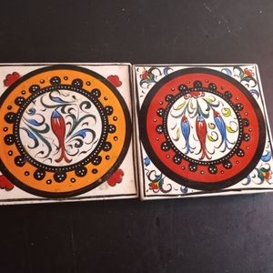 Keramika Dekoracni Turkey 4" Ceramic Tiles Set of 2.